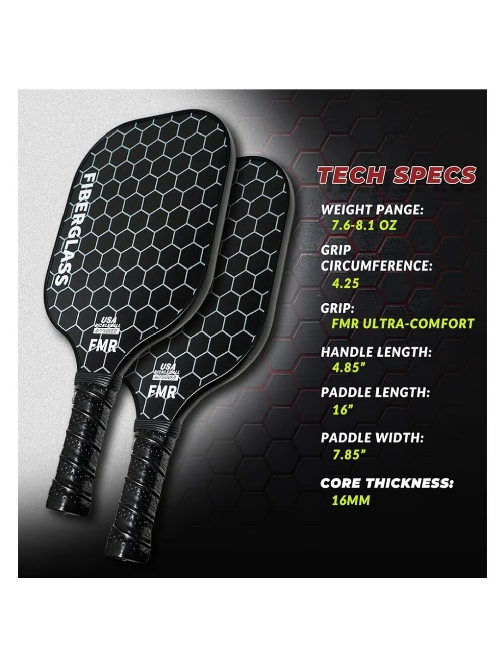 4 Pickleball Paddles & 4 Balls-USAPA Approved Fiberglass Surface, Lightweight - Picture 3 of 11